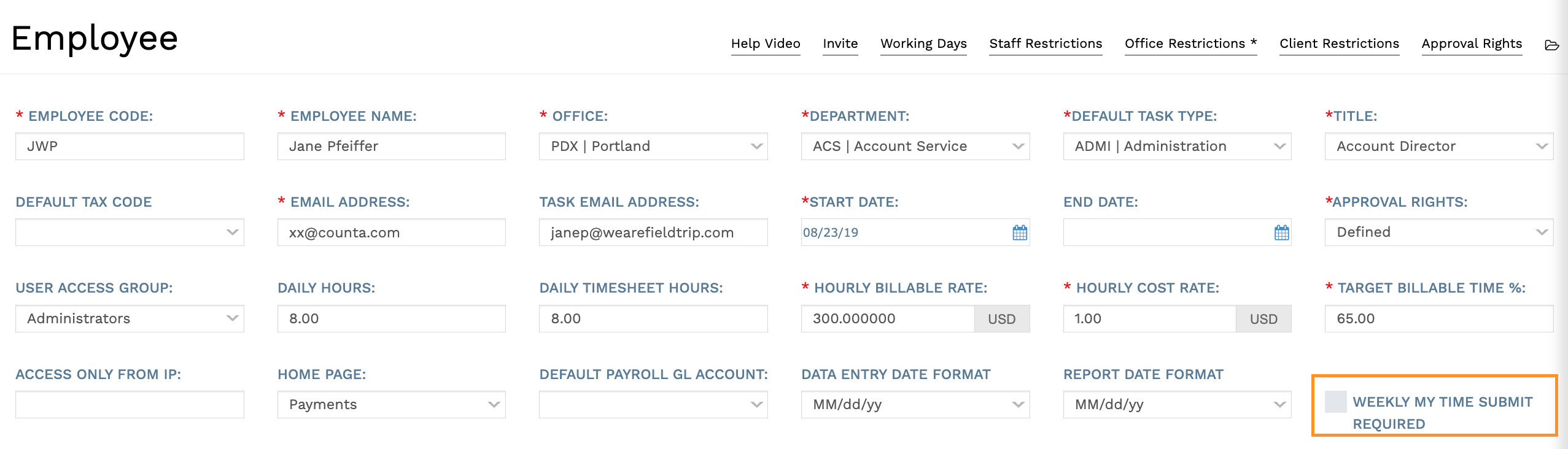 Weekly Timesheet Submission - Nature Arts - Modern HD Collection